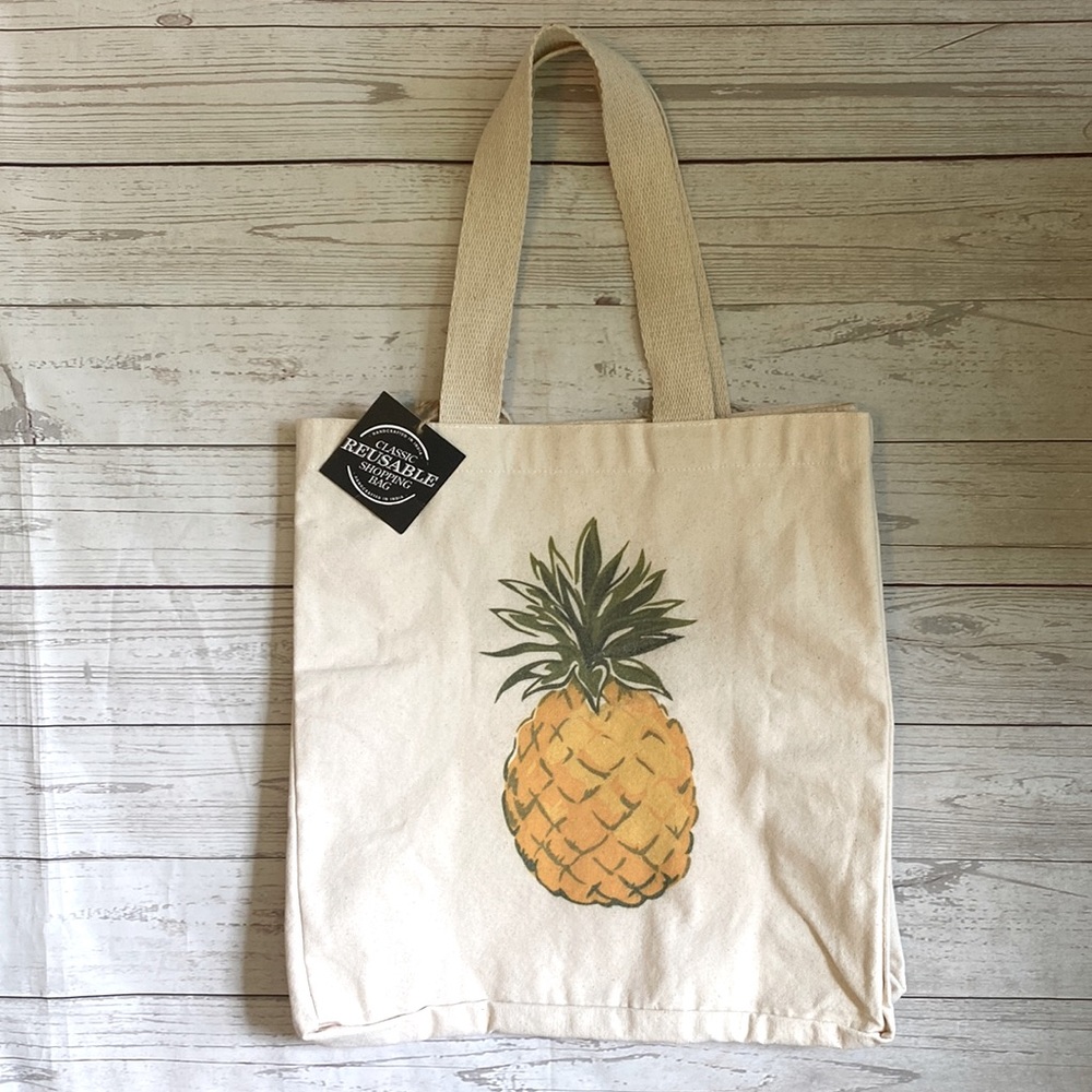 NWT Canvas Classic Reusable Shopping Tote Bag Pineapple
